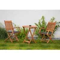 Merxx Rio Gartenmöbel-Set 5-tlg. 2 Klappsessel Auflagen Grau Klapptisch