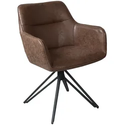 Esszimmer Drehstuhl, Kunstlederbezug Wildlederoptik Braun Metallgestell PITT