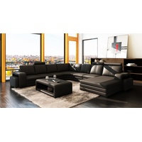 JVmoebel Ecksofa XXL Multifunktions Ledercouch Big Sofa Polster Moderne UForm, Made in Europa schwarz