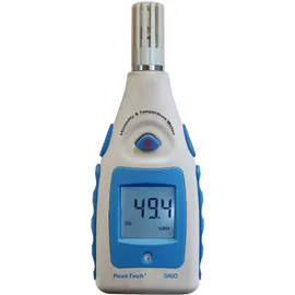 Peaktech P 5160 Luftfeuchtigkeitsmessgerät mit Anzeige der Lufttemperatur/Raumklima Messgerät/Thermo-Hygrometer/Raumtemperatur/Luftfeuchtigekeit/Baufeuchte und Thermometer, 1 Stück