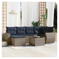 vidaXL Gartensofa-Set 7-tlg. grau Polyrattan