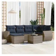 vidaXL Gartensofa-Set 7-tlg. grau Polyrattan