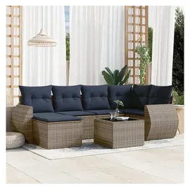 vidaXL Gartensofa-Set 7-tlg. grau Polyrattan