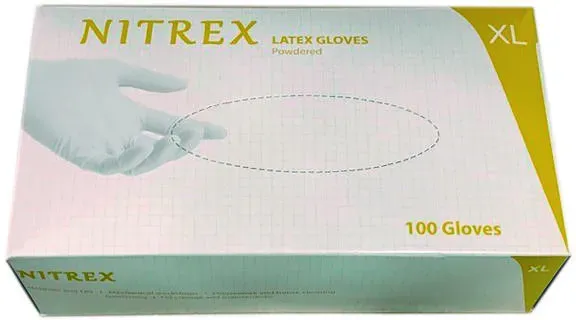 NITRAS LATEX-Einmalhandschuh GEPUDERT mit Rollrand Box a 100 Stk. Gr. 8 M