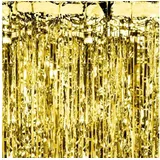 Partydeco Hängedekoration Türvorhang Lametta 100x200cm, Gold goldfarben