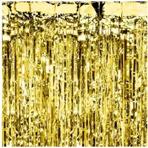 Partydeco Hängedekoration Türvorhang Lametta 100x200cm, Gold goldfarben