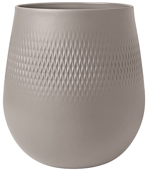 Villeroy & Boch - Manufacture Collier taupe, große Vase Carré, 23 cm, Premium Porzellan, Taupe