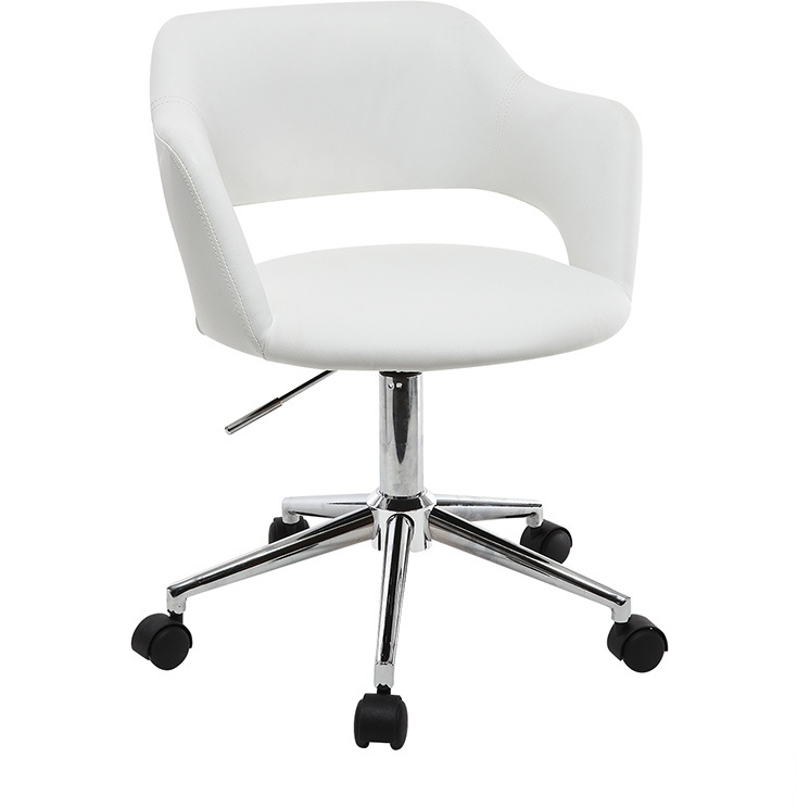 Chaise de bureau à roulettes design blanc et acier chromé JESSY