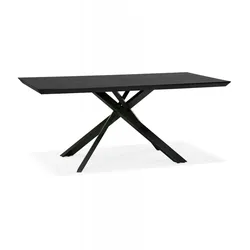 Esstisch Schwarz Holz Metall 200x100 cm  Esszimmertisch X-Fuß Design  Küchentisch mit X-förmigem Zentralgestell  Industrie Stil  Kadima Design