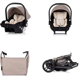 Chipolino Kinderwagen 3 in 1 Amore Babyschale Adapter Wickeltasche Fußabdeckung hellbraun