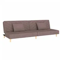 vidaXL Schlafsofa 2-Sitzer mit 2 Kissen Taupe Stoff