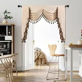 ELKCA Dicker Chenille Fenstervorhang für Wohnzimmer W59 Querbehang Beige