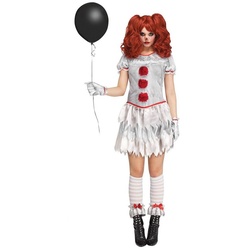 Fun World Kostüm Horrorclown Girl Kostüm, Das IT-Girl unter den Horrorclown-Kostümen! weiß L