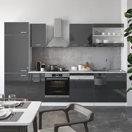 Vicco Küchenzeile R-Line 300 cm anthrazit hochglanz