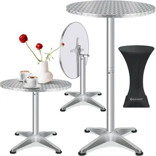 Kesser KESSER® 2in1 Stehtisch klappbar Bistrotisch Aluminium Edelstahlplatte höhenverstellbar 70cm / 115cm Partytisch Tisch In- & Outdoor Hochzeit Empfangstisch Klapptisch inklusive Regencover