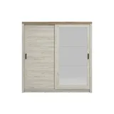 Home Affaire Kleiderschrank HOME AFFAIRE "Kent, FSC-zertifizierter Holzwerkstoff, Made in Europe", braun (weiß eiche), B:223,5cm H:227cm T:67cm, Spanplatte, Schränke, Kleiderschrank, mit Spiegel und Schiebtüren, 223,5x67x227cm