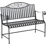 Outsunny Gartenbank Sitzbank 2-Sitzer Metallbank Stahlrahmen mit Armlehne für Garten Balkon und Terrasse bis 220 kg belastbar Grau 115,5 x 54 x 96 cm