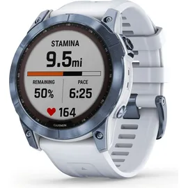 Garmin Fenix 7 Sapphire Solar blaues DLC-Titan mit steinweissem Armband