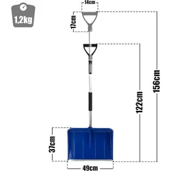 bigdean Schneeschaufel mit Teleskopgriff 156cm – Schneeschieber 49cm – 1,2kg