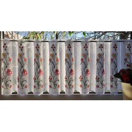 Stickereien Plauen Scheibengardine STICKEREIEN PLAUEN "Tulpe" Gr. 1, weiß, B:95cm H:40cm, Voile, Polyester, Gardinen, veredelt mit echter Plauener Spitze Stickerei