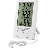 Digitales Thermometer-hygrometer, Lcd-digitalthermometer Mit Sonde, Innen- Und Außenhygrometer, Temperatur-feuchtigkeitsmonitor, Tester-sensor Für Kühlschrank, Büro, Aquarium (weiß)