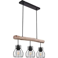 ETC Shop Hängeleuchte, Käfig Design, Holz, L 60 cm