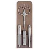 Zwilling Premium Maniküre Set 4tlg. mit Kompakt-Nagelknipser, Leder, Beige