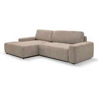 WERK2 Ecksofa »Bully L-Form«, Curvy Trend Ecksofa mit Schlaffunktion in weichem Cord beige