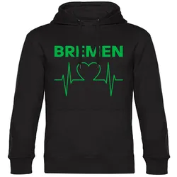 multifanshop Kapuzen Sweatshirt - Bremen - Herzschlag - Druck grün - Hoodie