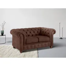 Home Affaire Chesterfield-Sofa HOME AFFAIRE "Chesterfield 2-Sitzer B/T/H: 150/89/74 cm", braun, B:150cm H:74cm T:89cm, Struktur (100% Polyester), Sofas, mit hochwertiger Knopfheftung, auch in Leder