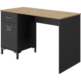 Gami Schreibtisch GAMI "Manchester", schwarz (schwarz, eiche), B:120cm H:72,6cm T:55cm, Tische, Schreibtisch, mit Stauraum