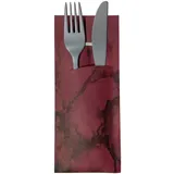 ornamensa 520 Bestecktaschen mit Serviette bordeaux marmoriert 20 cm
