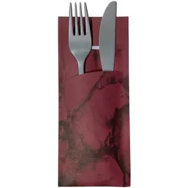 ornamensa 520 Bestecktaschen mit Serviette bordeaux marmoriert 20 cm