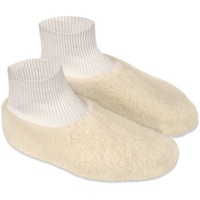 formalind Bettschuhe mit Bündchen gegen kalte Füße - Merinowolle Fußwärmer - Hausschuhe Unisex - Farbe Natur - Schafwolle (42/43 EU, numeric_42) - 42/43 EU
