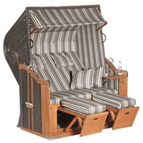 Sunny Smart Natur24 Gartenstrandkorb Rustikal 250xL Plus 2-Sitzer Grau-Beige