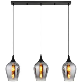 GLOBO Deckenleuchte Pendellampe Hängeleuchte Esszimmerlampe Rauchfarbe Glas 3-Flammig