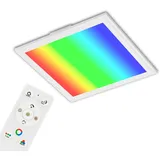 Briloner - LED Deckenlampe flach mit Fernbedienung, einstellbar von warmweiß bis kaltweiß, buntes RGB Licht, Lampe, Deckenleuchte, Wohnzimmerlampe, LED Panel, 29,5x29,5x6,5 cm, Weiß