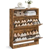 VASAGLE Schuhschrank 80x24x102 cm braun