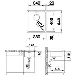 Blanco Andano 340-U Edelstahl Seidenglanz + Handbetätigung + InFino