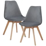 [en.casa] Esszimmerstuhl Fläten Cord grau 2er Set
