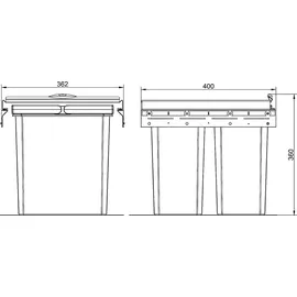 Naber Cox® Box 2T 400-2. Abfallsammler, mit Biodeckel, hellgrau.
