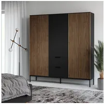 moeblo Drehtürenschrank Meteor 185 x 200 x 60 cm schwarz