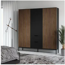 moeblo Drehtürenschrank Meteor 185 x 200 x 60 cm schwarz