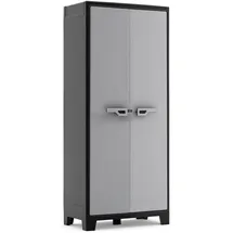KETER Titan Kunststoffschrank, hoch, schwarz/grau, 80 x 44 x 182 cm, inkl. 4 Einlegeböden mit je 30kg Tragkraft, für drinnen und draußen, UV- und wasserbeständig