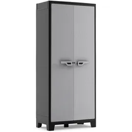 KETER Titan Kunststoffschrank, hoch, schwarz/grau, 80 x 44 x 182 cm, inkl. 4 Einlegeböden mit je 30kg Tragkraft, für drinnen und draußen, UV- und wasserbeständig