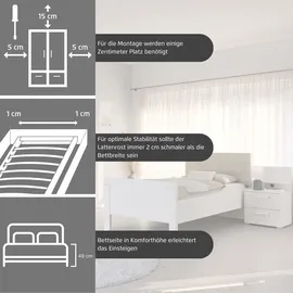 Rauch Schlafzimmer-Set RAUCH "Komplettschlafzimmer Schlafzimmer EVELYN", weiß (alpinweiß), Bett 100x200cm + ohne Matratze, B/H: 100cm x 200cm, Bett 100x200cm, Holzwerkstoff, Schlafzimmermöbel-Sets, Schrank und Bett in 2 Breiten, Nachttisch 2 Schubladen MADE IN