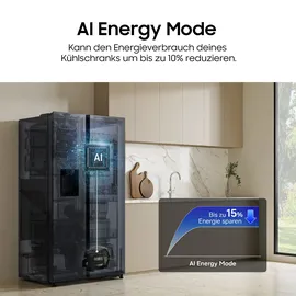 Samsung RS70F66KBFEF Side-by-Side (634 l, 1784 mm hoch, Schwarz)