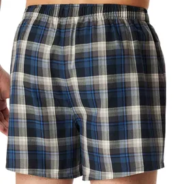 SCHIESSER Webboxer kariert blau/grau S 2er Pack