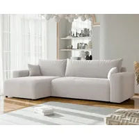 Gepolstertes Ecksofa PIANO XL mit Schlaffunktion und Bettkasten Ottomane Universal Wohnzimmer Schlafsofa Beige Poso 100 - Beige