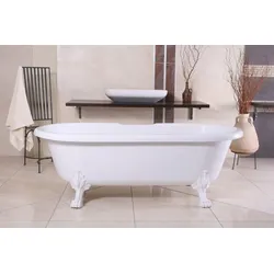 Freistehende Luxus Badewanne Jugendstil Milano Weiß/Weiß - Barock Badezimmer Badewanne Freistehend